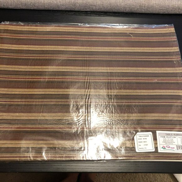 Padma Creations NEW Table Runner 13"x54" Multi Brown/Black Country Stripes - Picture 1 of 4